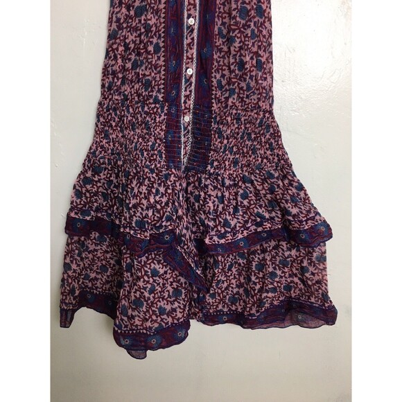 Poupette St. Barth Mini Dress Honey  Bohemian Pink Lotus Flower Print Size XS - Picture 10 of 12
